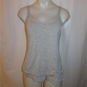 MACY'S GRAY/WHITE DOUBLE LAYERED TANK TOP SIZE S